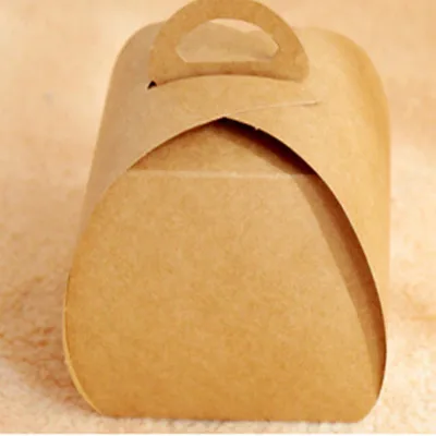 Caixa Kraft Paper Box 9*7.5*10cm Macaron Packaging Box Cookie Cake Muffin Kraft Paper Box with Handle 100pcs/lot PP372