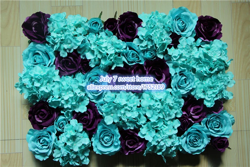 人工シルクローズの花10ピース/ロット,結婚式の背景の壁,芝生/柱,道路,市場の装飾,濃い紫色,ティファニーブルー