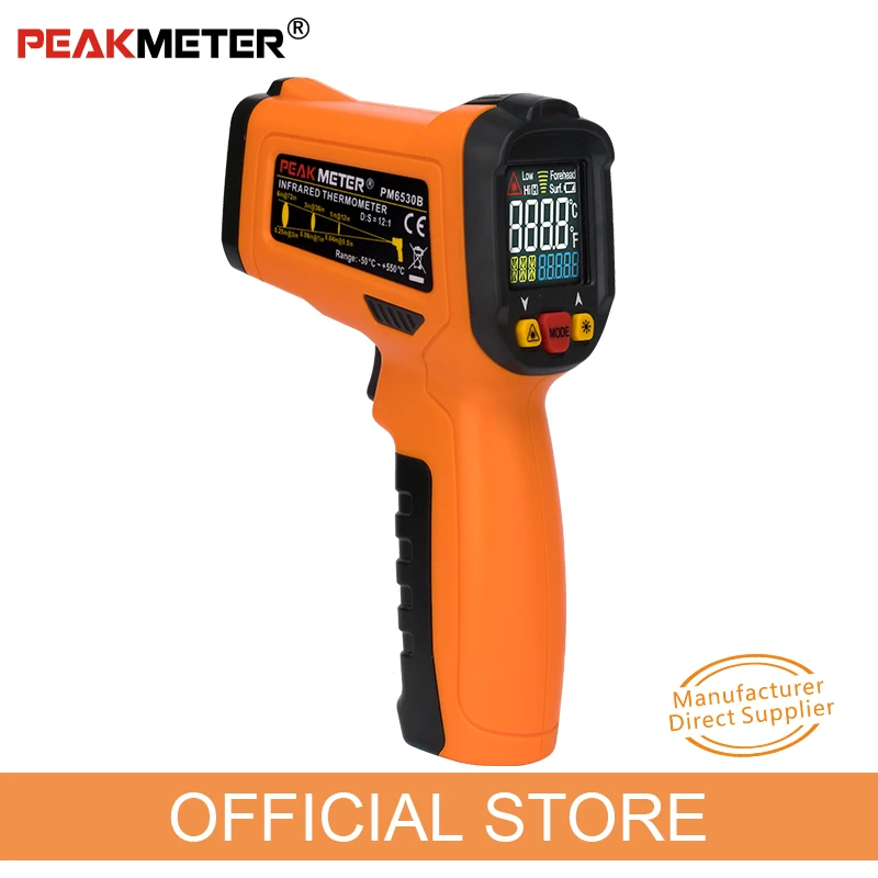 

PEAKMETER PM6530B+ Laser LCD Digital IR Infrared Thermometer Temperature Meter Gun Point -50~550 Degree Non-Contact Thermometer