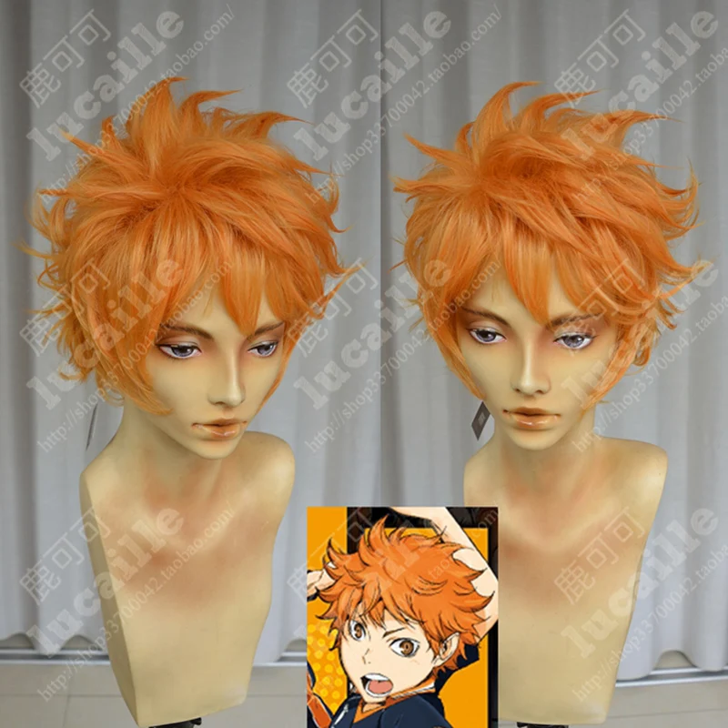 Haikyuu! Волейбол Shoyo Hinata Syouyou короткие золотистые оранжевые завитые волосы