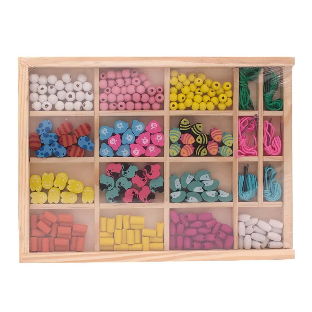 

Wooden Beads Toy Various Colors and Multiple Shaped Baby DIY Crafting Jewelry Making Tool Educational Toy for Kids Birthday Gift