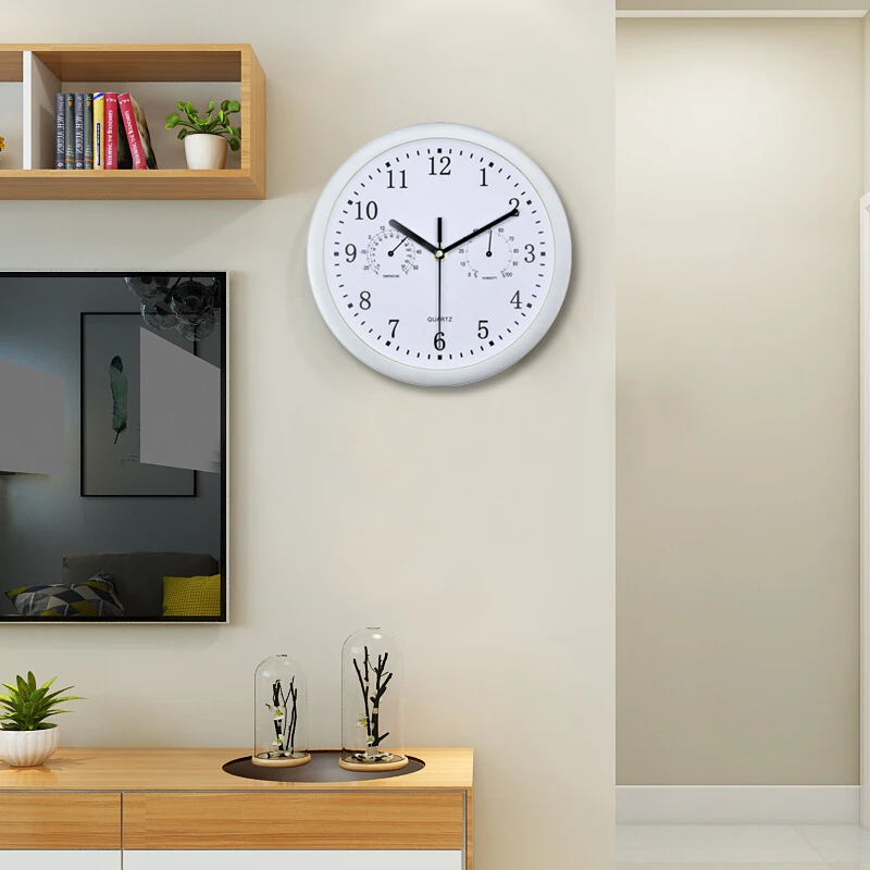 Настенные часы Круглый Многофункциональный измеритель температуры и влажности дисплей Кварцевые часы для гостиной, офиса, домашнего декора настенные часы