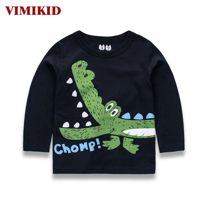 

VIMIKID Children Clothing Girls and boy T-shirt 2017 Summer New Western style Comfortable crocodlie long sleeve round neck top
