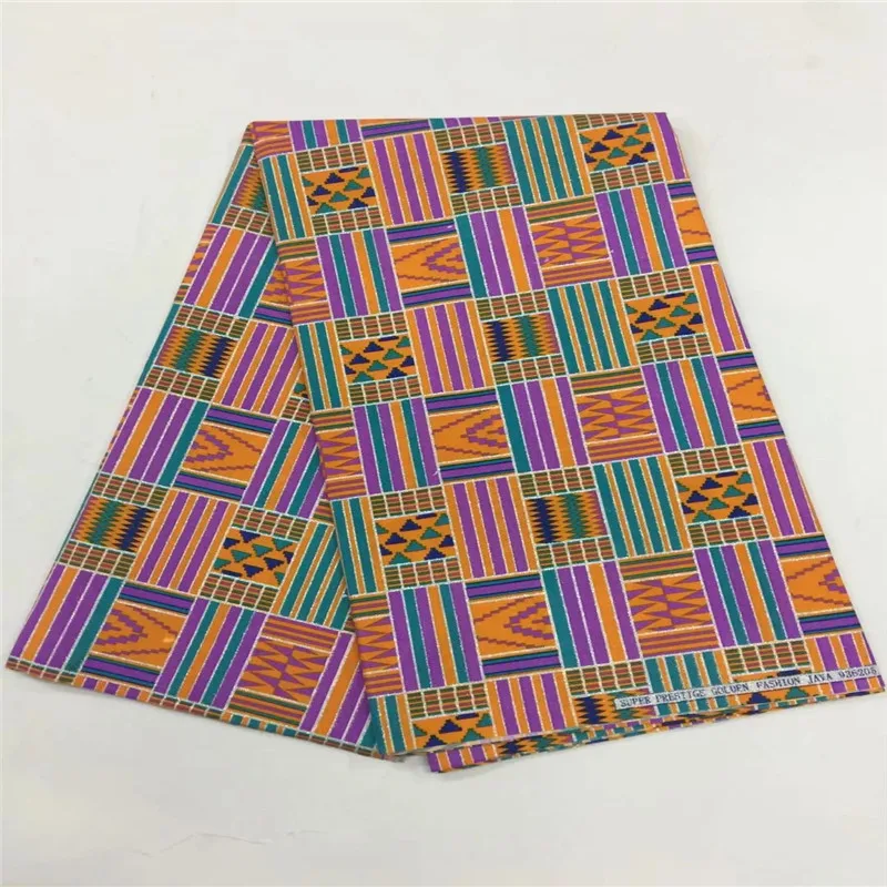 

2018 Gold stamping high quality African Ankara wax prints fabric Guaranteed wax block 6 yards for sewing!PL082612