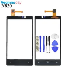 Vecmnoday Original High Quality 4.3” For Nokia Lumia 820 N820 Touch Screen Digitizer Sensor Front Glass Lens panel + tools