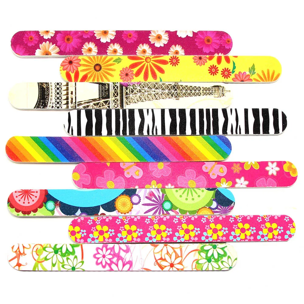 

Nail File 10pcs Of Nail Polishing Set Art Nail File Grind Sand Block Double Sided Printing Polished Strip Tools 2019 New Jan2