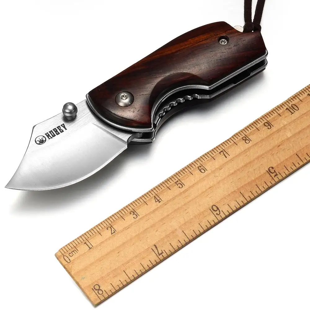 

KUBEY KU113 Pocket Knives with Wooden Handle Razor Sharp Blade Safety Folding Outdoor Camping Hunting Knife Tool, Small Size