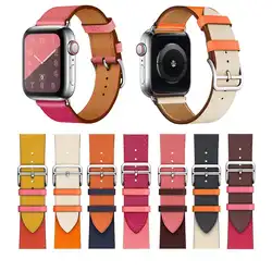 Двухцветной ремешок для мм Apple Watch Band 38 мм 40 мм 42 мм 44 мм из натуральной кожи ремешок для Apple Watch Series 1 2 3 4 браслет