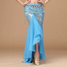 2016 New Belly Dancing Clothes Professional Long Fish Tail Skirts Side Split Women Wrapped Black Belly Dance Skirt