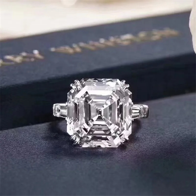 Кольцо Vecalon Promise, серебро 925 пробы, Asscher cut 5ct AAAAA Cz, массивные обручальные кольца для женщин, свадебные ювелирные изделия - Цвет основного камня: 1