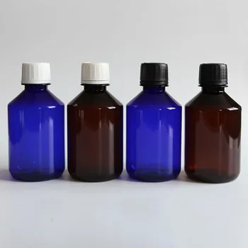 

60pcs/lot 250ml brown blue theftproof lid pet jar bottle container with thread plastic cap lidfor Cosmetic Packaging