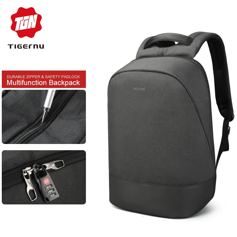 Tigernu de carga USB a prueba de agua Anti robo mochila portátil de 15,6 pulgadas de las mujeres de los hombres Mochilas para los adolescentes de viajes mochila de cosméticos Tigernu de carga USB a prueba de agua Anti robo mochila portátil de 15,6 pulgadas de las mujeres de los hombres Mochilas para los adolescentes de viajes mochila de cosméticos