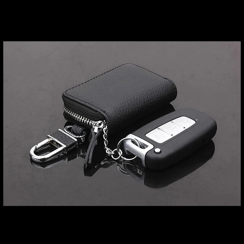 JX-LCLYL Universal Car PU Leather Smart Remote Key Chain Holder Fob Bag Case Cover