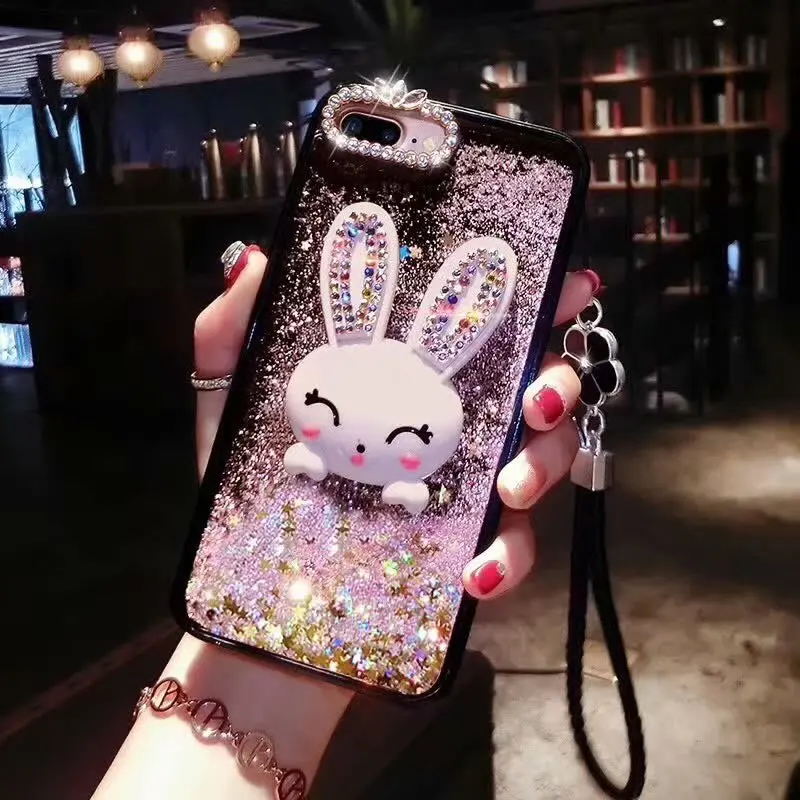 

XINGDUO Glitter Diamond 3D Cute rabbit case for Huawei honor 9 9i P20 PRO Bling Sequins quicksand shell for huawei nova3 3i v20