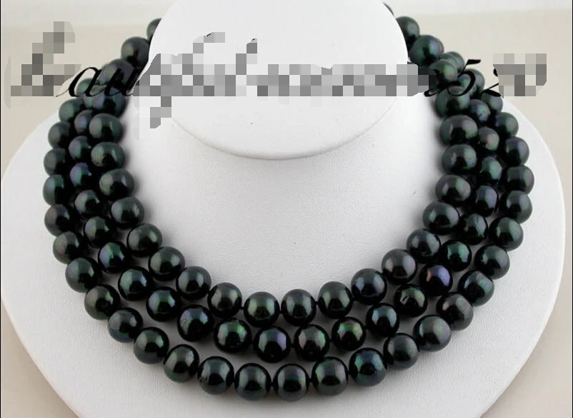 

z1577 50" 12mm black round fw pearl necklace (A0511)