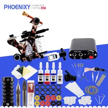 Набор татуировки 4 цвета наборы чернил татуировки набор приборов черный блок питания, ИГЛЫ Перманентный макияж профессиональный набор татуировок набор