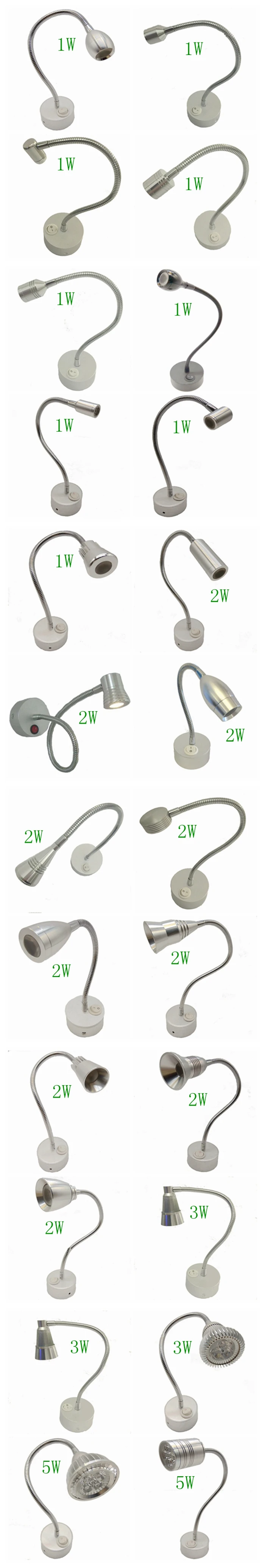 1W 3W 110V 220V Gold Body Led Gooseneck Wall Lamp outdoor wall lights