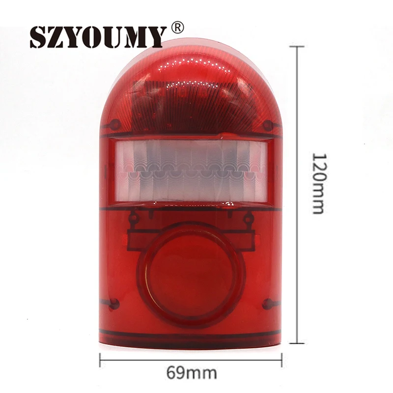 SZYOUMY Solar Powered Sound Alarm Strobe Light Flashing ...