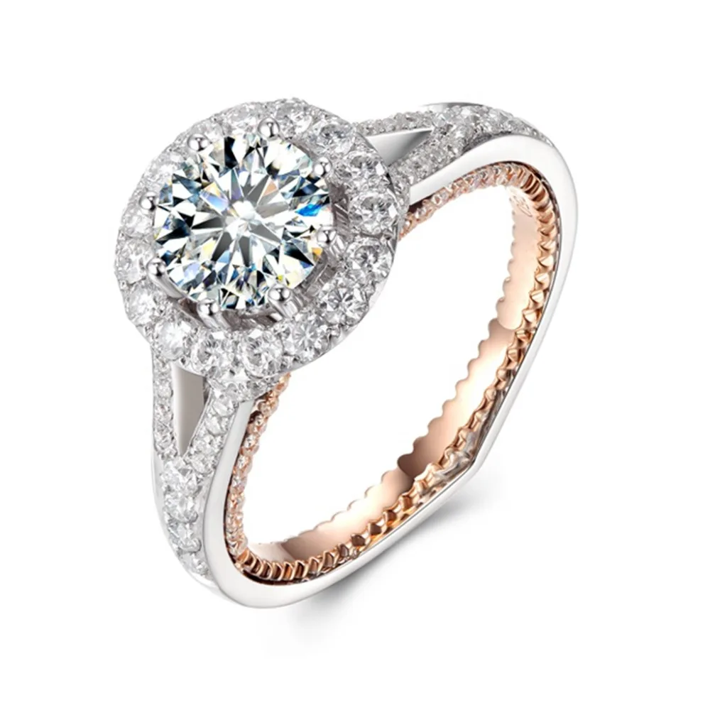 

14k white Gold 5ct Carat Moissanites Ring Luxury group set Double color diamond ring Carat effect custom