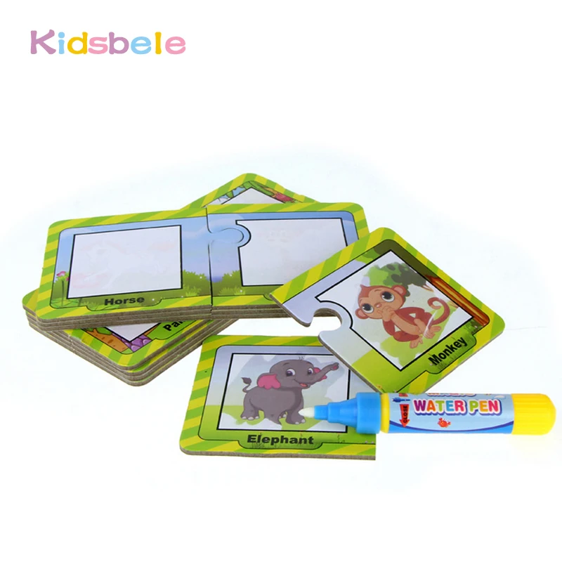 

16PCS Painting Card Drawing Toys Magic Water Pen Kids Learning Toys For Children Doodle Coloring Board For Kids Puzzle Card