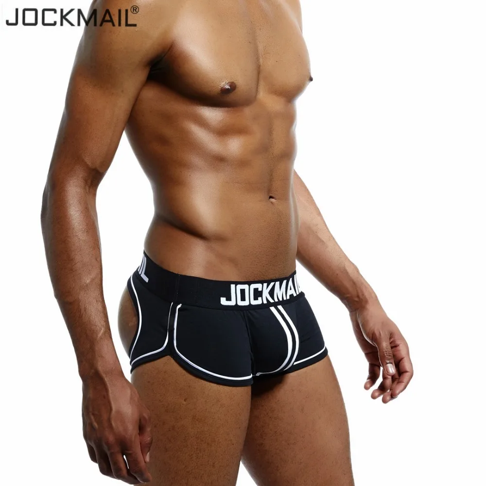 Бренд JOCKMAIL, мужские боксеры с u-образным мешочком, сексуальное нижнее белье с открытой спиной и дырками, хлопковые трусы, боксеры, шорты, мужские трусы, лидер продаж