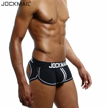 

JOCKMAIL Brand Boxer Men U Pouch Gay Underwear Back open hole Sexy Underpants Cotton Trunks Boxer shorts Male Panties hot slip
