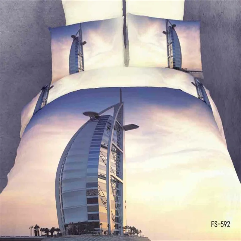 Dubai Landscape Duvet Cover Bed sheet Pillow Case 3D Sunset City