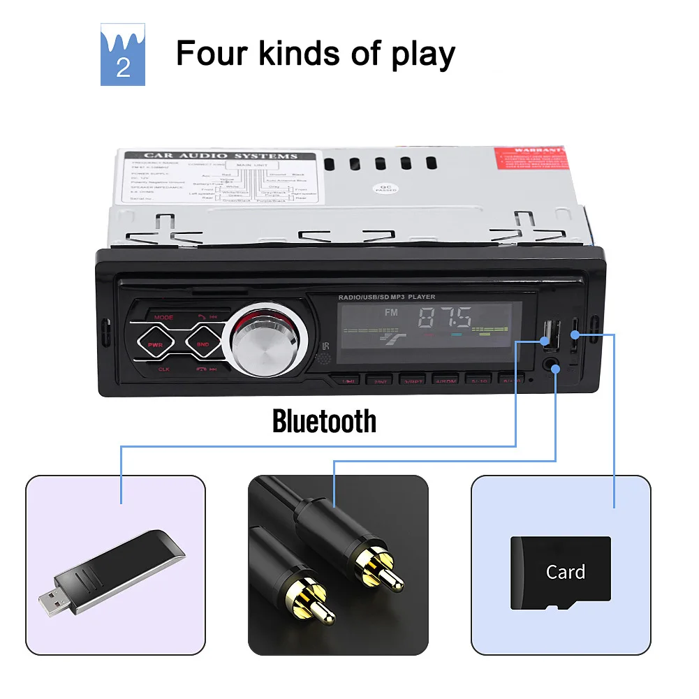 Автомобиль 12 в Bluetooth MP3 динамик аудиоплеера FM радио Поддержка громкой связи звонки