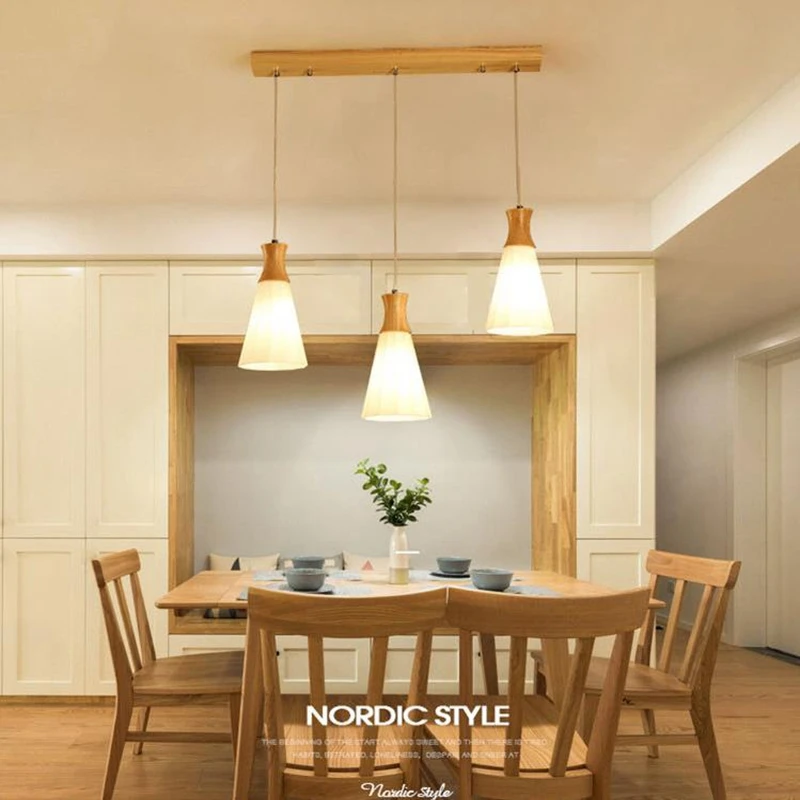 LukLoy Деревянный светильник, подвесной светильник для кухни, набор из 3 столовых, подвесной светильник, прикроватный подвесной светильник, Кухонный Светильник закрепленный светильник