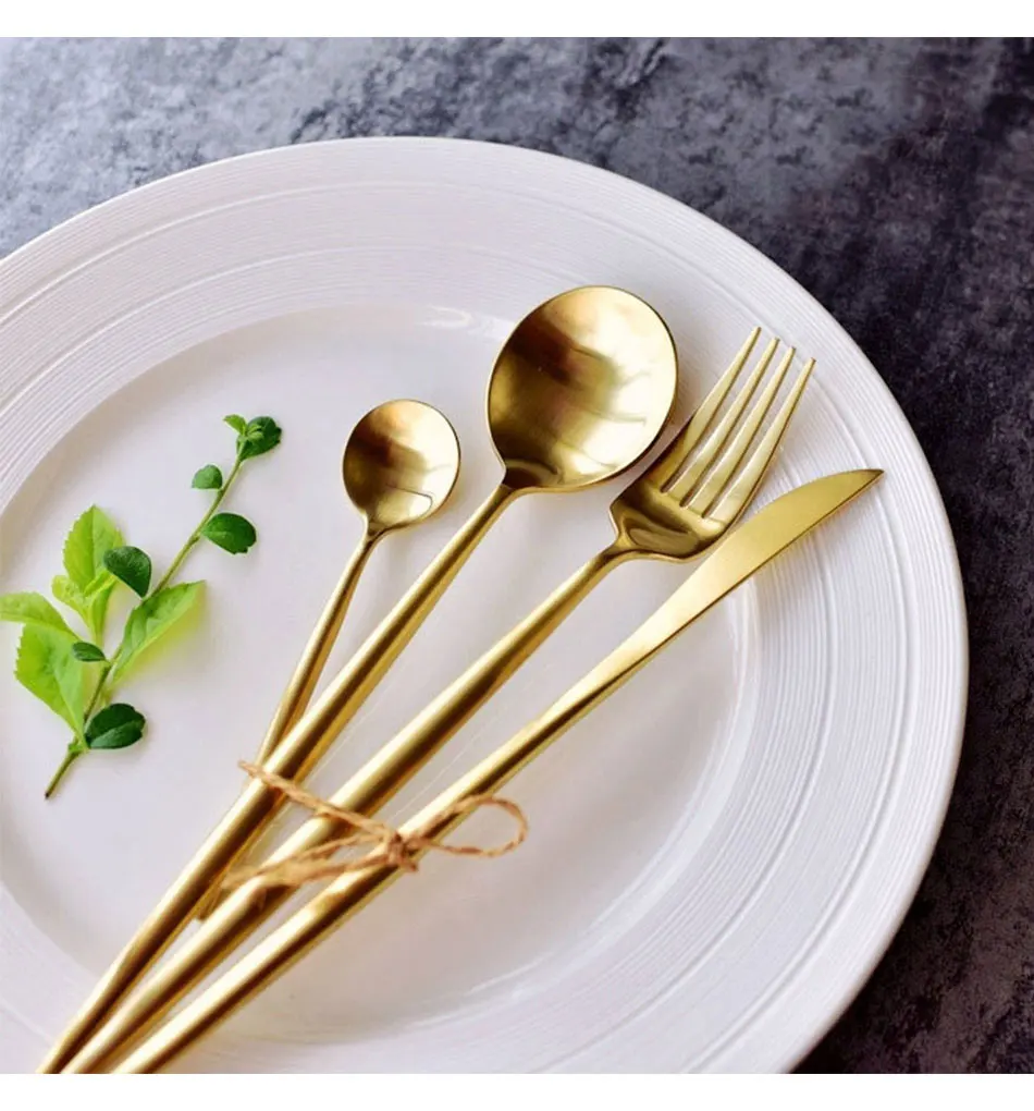Brand Dinnerware Set Stainless Steel Cutlery Set 4 Pieces Black Knife Fork Set Tableware Gold Silver Cutleries Western Food Set (14)