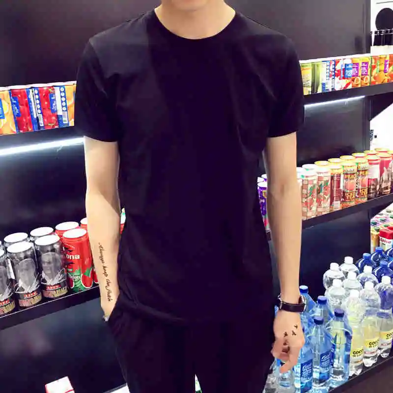 

2019 New Solid Comfort 100% Cotton T Shirt Men Clothing Casual O Neck Short Sleeve Black White Shirt For Male Koszulki Meskie