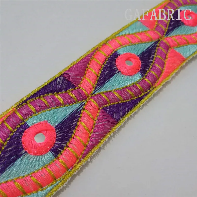 1yard Ethnic Trim Embroidered Webbing DIY Handmade Sewing Net Yarn Ribbons Clothing Decorative Lace Trim