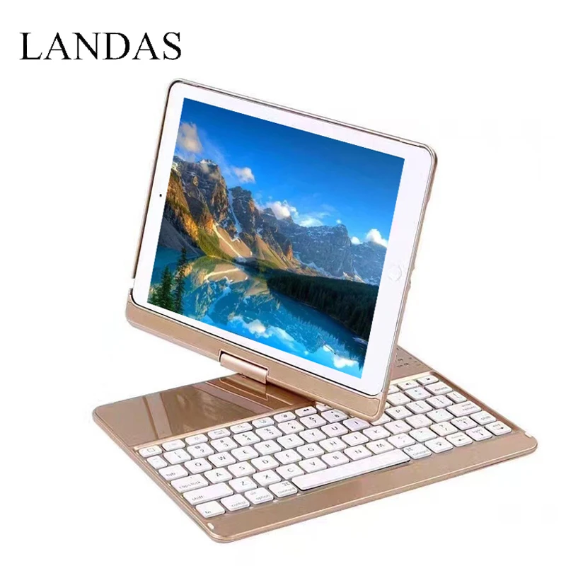 Landas для iPad 9,7 клавиатура 2018 Bluetooth Беспроводной клавиатура с подсветкой 360 вращения Роскошные клавиатуры для iPad Air Case 9,7 дюймов