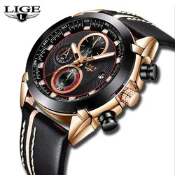 Lige мужские часы повседневные модные бизнес Топ брендовые Роскошные Кварцевые наручные часы мужские кожаные военные водонепроницаемые