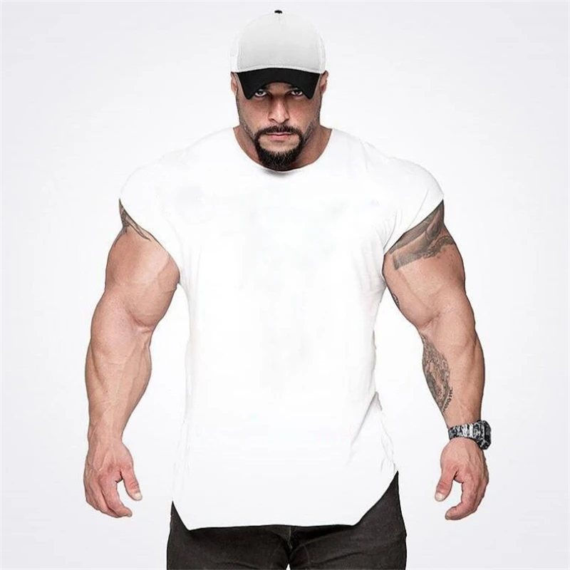 Бренд Muscle Guys, однотонная одежда для бодибилдинга, мужская майка для тренажерного зала, Стрингер, майка для мужчин, жилет для фитнеса, хлопковая рубашка без рукавов - Цвет: Белый