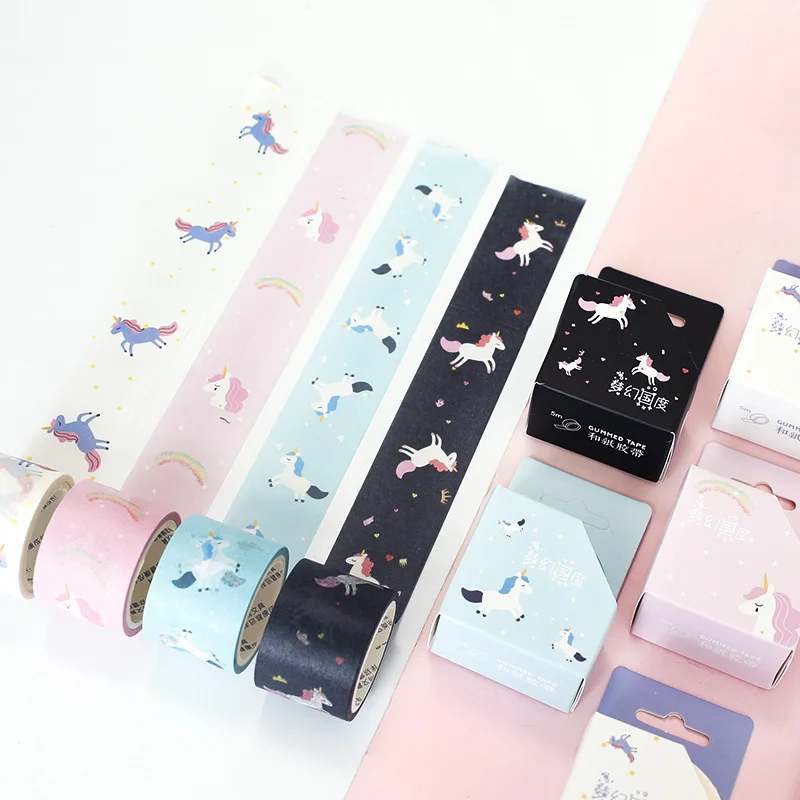 

1PC Cute Fantasy Masking Tape Decorative Adhesive Tape Kawaii Unicorn Washi Tape For Kids DIY Scrapbooking Diary Photos Albums