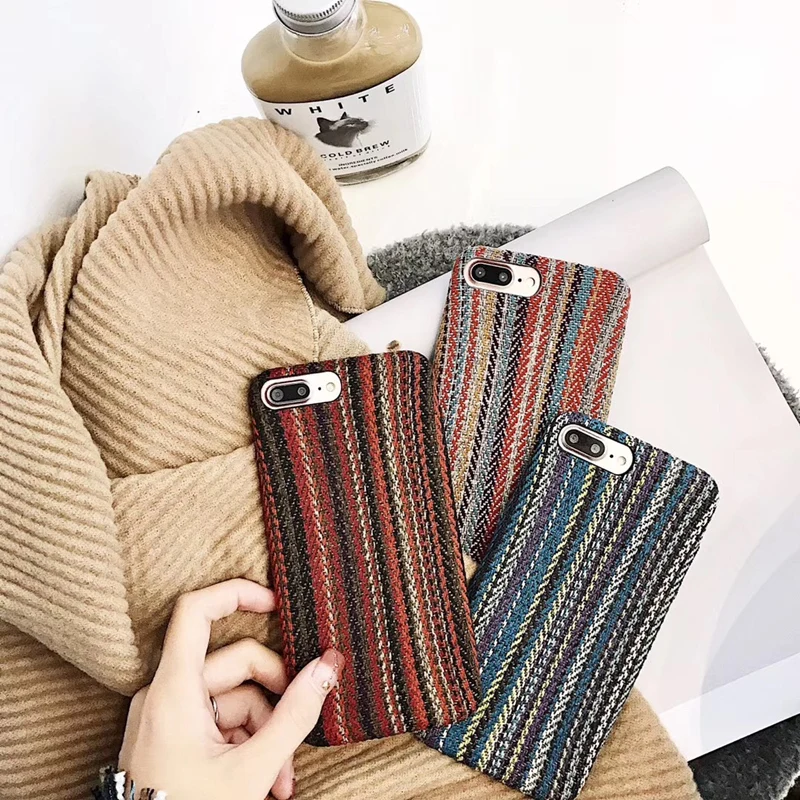 

Fashion Beautiful Retro Simple Stripe Phone Cover Case For Iphone X Xs Max Xr 10 8 7 6 6s Plus Luxury Hard Plastic Coque Fundas
