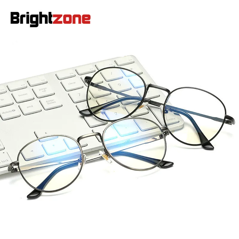 

Brightzone Vintage Blue Light Frame Round Glasses Clear Men Eyewear Accessories European Acrylic Computer Screen Protector Tmall
