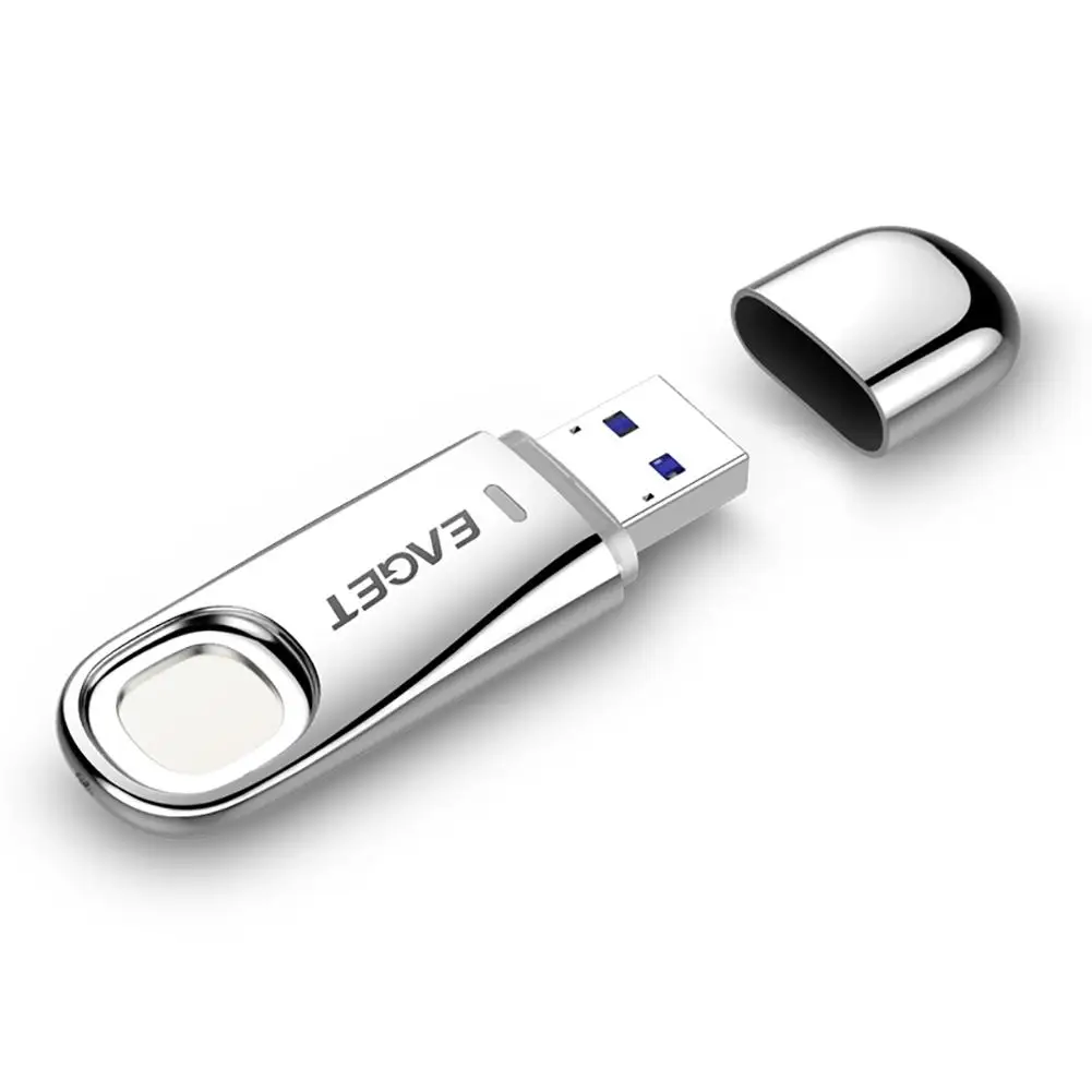 

EAGET Metal Silver Fingerprint Encryption U Disk 32G/64G Data Security Protection USB Flash Disk for Business Office