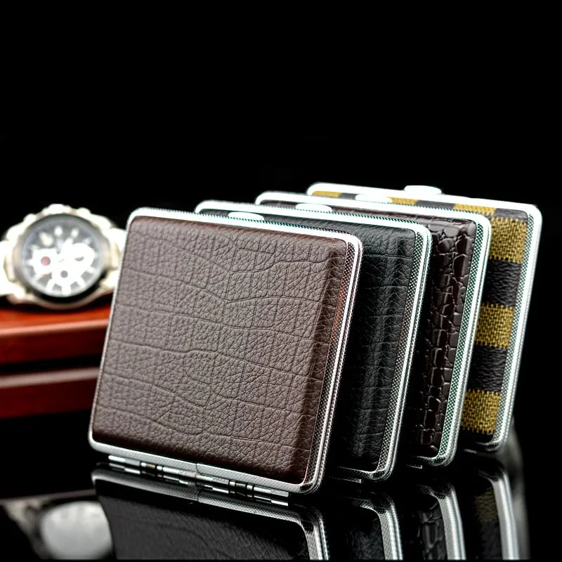Creative Portable Stoage Box  Seal Cigarette CaseAnti pressure and moisture- Fine Smoke Case Metal clips and creative skin lines