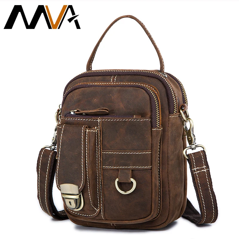 MVA Genuine Leather Bag Belt Men Male Men's Waist Pack Small Man Travel Fanny For Phone |