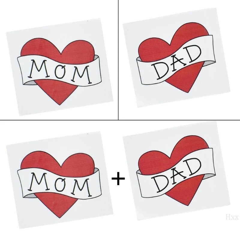 Tahan Air Yang Dapat Dilepas Stiker Tato Sementara Merah Hati Cinta Ayah Ibu Anak Anak Anak Anak Gadis Tato Palsu Anak Bayi Fotografi Prop Stiker Aliexpress