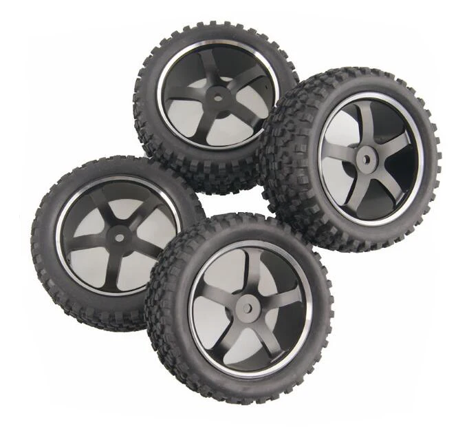 

4pcs Buggy tires OFF Road tyres with Aluminium alloy metal wheels hub fit for 1/10 HSP 94106/94166/94107 Kyosho RC Car model