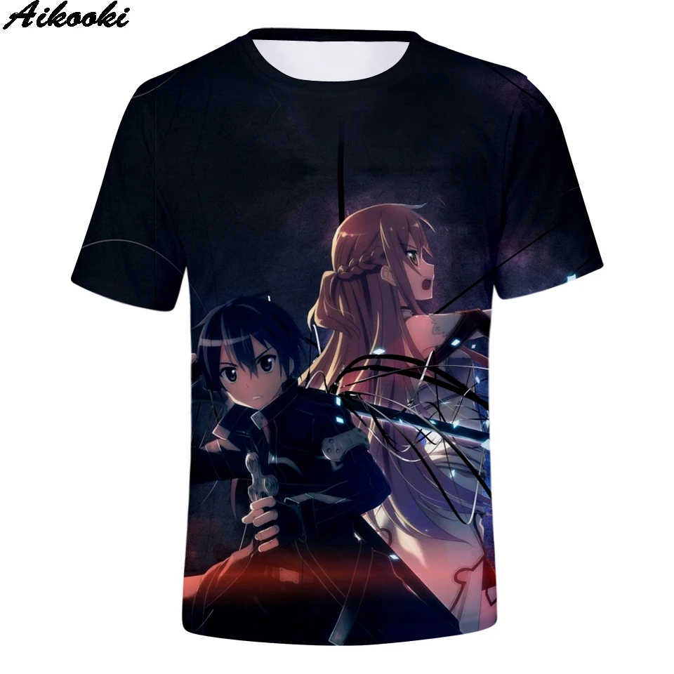 

Aikooki Summer Tees 3D Print Sword Art Online T Shirt Men Short Slevee Anime Sword Art Online 3D t shirt Men/Women Tops XXS-4XL