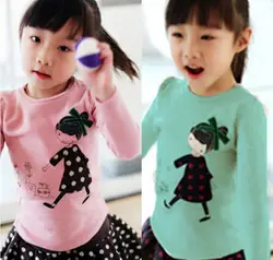 Новинка 2016 года одежда для маленьких девочек футболки с длинными рукавами с персонажами из мультфильмов для детей футболка для девочек
