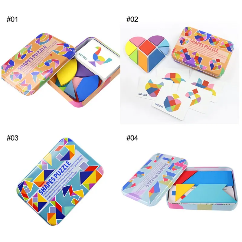 

DIY Jigsaw Puzzle Multi-functional Creative Wooden Toys Children Educational Baby Tangram Learning Set