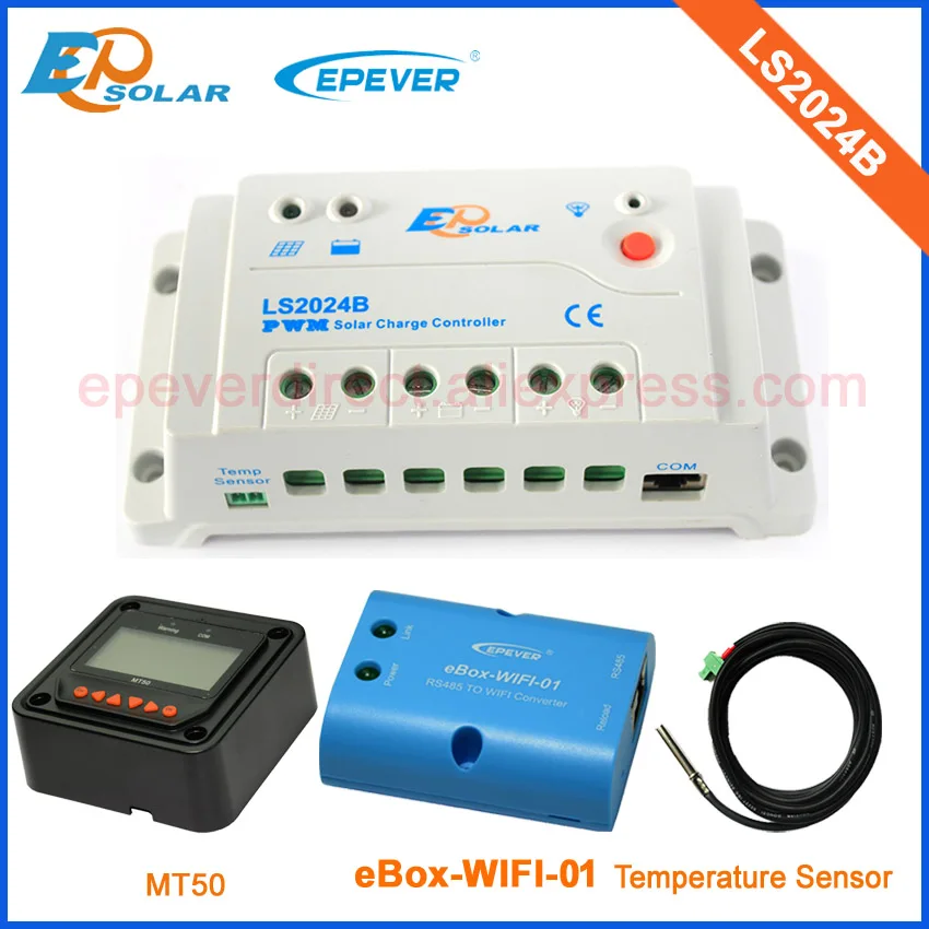 

PWM control charger solar 20A 20amp LS2024B with wifi for mobile phone use temperature sensro and MT50 remote meter