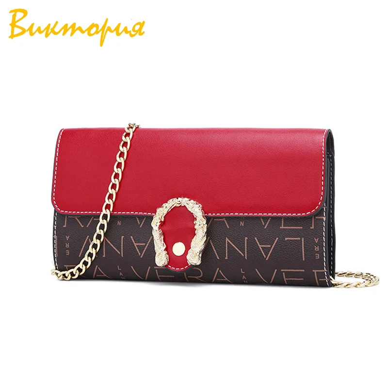 

CHARA'S BAG brand Summer new messenger bags womens Fashion punk shoulder bag metal chain Buckle Multifunction Clutch