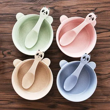 

Baby Feeding Food Tableware Cartoon Panda Kids Dishes Eating Dinnerware Anti-hot Training Dinner Plate New Hot Sale New