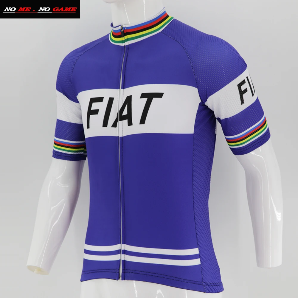 

Men's summer blue bicycle Jersey clothing Retro breathable shirt tops mtb maillot ciclismo custom wholesale
